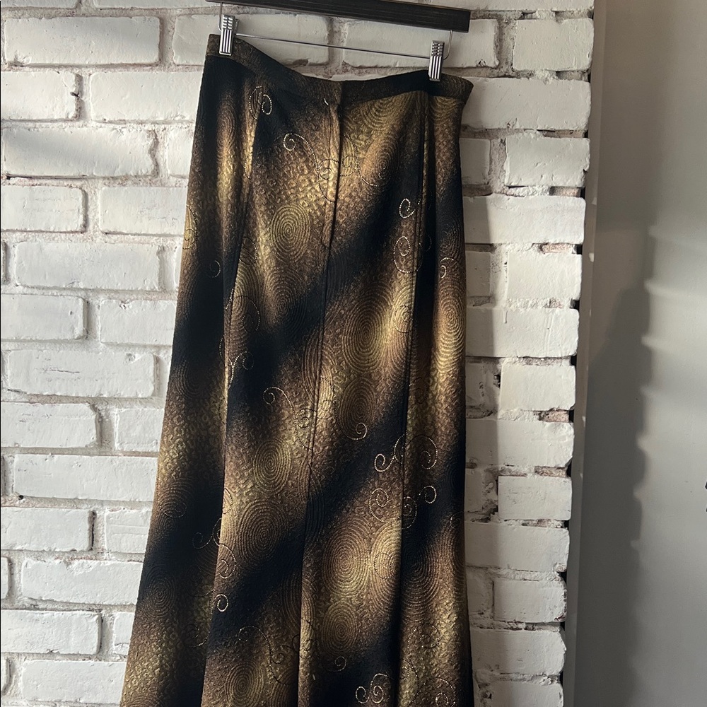 Vintage Midi Gold and Black Women's Skirt ombré swirl pattern - Picture 9 of 9